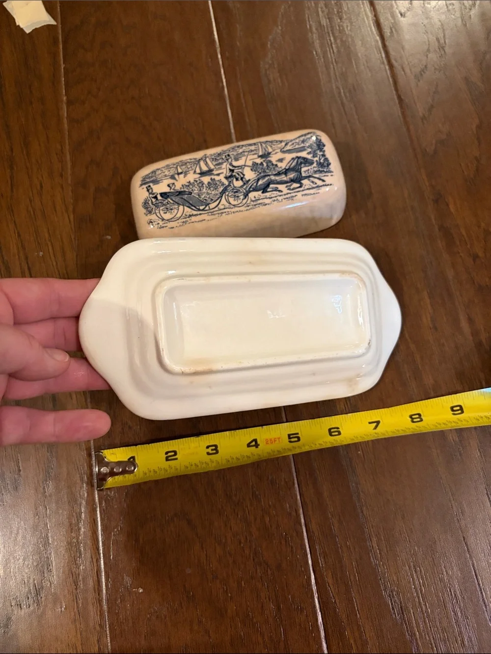 Vintage Royal China covered butter dish, Currier & Ives 